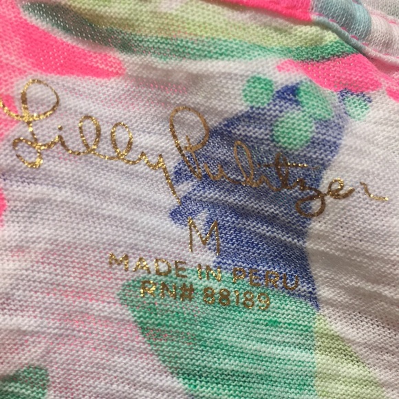 New Lily Pulitzer Etta V-Neck Top - Short Sleeve Cotton T-Shirt size Medium - Picture 9 of 11